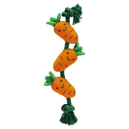 Beeztees Hundespielzeug Osterkarotte aus Plüsch und Baumwollseil grün und orange – Bild 1 von 2