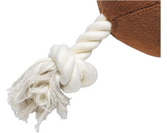 Beeztees Hundespielzeug Rugbyball aus Plüsch mit Seil in Braun und Weiß XL – Bild 1 von 8