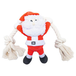 Beeztees Hundespielzeug Santa Plüschtier mit Seil in Rot und Weiß – Bild 1 von 2