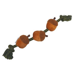 Beeztees Hundespielzeug Seil mit Eicheln aus Baumwolle und Plüsch braun schwarz 40 cm – Bild 1 von 2