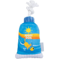 Produktbild von Beeztees Hundespielzeug Sonnencreme Plüsch Blau Größe L 25 x 11,5 x 6,5 cm