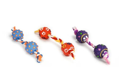 Produktbild von Beeztees Hundespielzeug Spielschnur mit Vinylbällen und Squeaker in Bunt