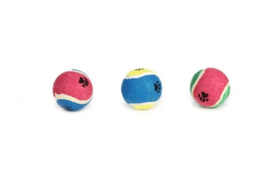 Produktbild von Beeztees Hundespielzeug Tennisball mit Pfotenabdruck aus Filz klein 6,5 cm bunt