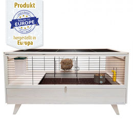 Produktbild von Beeztees Indoor Kleintierstall aus Holz für Kaninchen und Meerschweinchen Weiß 120 cm