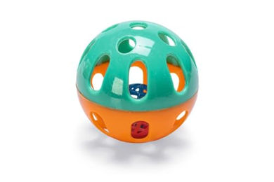 Beeztees Jingle Ball Kunststoffspielzeug für Kaninchen und Meerschweinchen mit Glöckchen 9cm lila/rosa – Bild 1 von 2