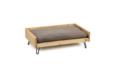 Beeztees K&Bz Dbl Holzbett Turana Hundebett aus Holz in Grau 75 x 45 x 13 cm – Bild 1 von 2