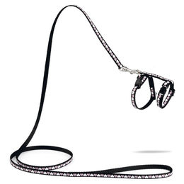 Beeztees Kätzchengeschirr Hearts schwarz verstellbar mit 16-25 cm Halsumfang – Bild 1 von 2