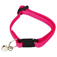 Produktbild von Beeztees Kätzchenhalsband aus Nylon in Knallrosa mit Glöckchen 15-22 cm