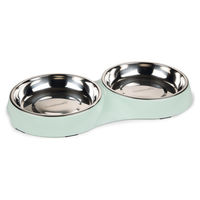 Produktbild von Beeztees Katzen Doppelnapf Smickle Mint Grün mit 2 Edelstahlnäpfen - 0,42 l