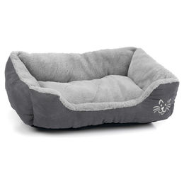 Beeztees Katzenbett Baboo Plüsch Grau Größe L 48x37x18cm – Bild 1 von 6