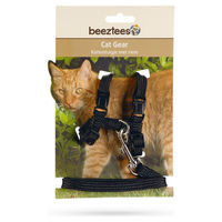 Produktbild von Beeztees Katzengeschirr aus Nylon in Schwarz mit 130 cm Leine für Outdoor-Anwendungen