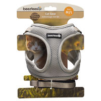 Produktbild von Beeztees Katzengeschirr mit Leine aus Nylon grau Größe M/L