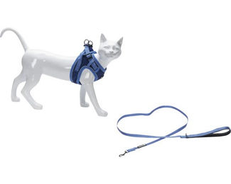 Beeztees Katzengeschirr mit Leine Parinca Blau Nylon Größe M/L Halsumfang 26-31 cm – Bild 1 von 4