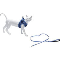 Produktbild von Beeztees Katzengeschirr mit Leine Parinca Blau Nylon Größe M/L Halsumfang 26-31 cm