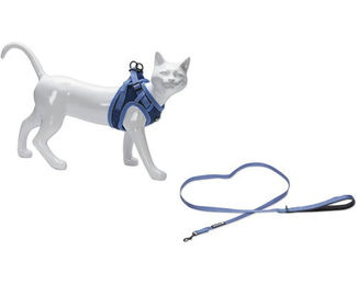 Beeztees Katzengeschirr mit Leine Parinca Blau Nylon Größe S/M Halsumfang 23-28 cm – Bild 1 von 6