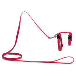 Beeztees Katzengeschirr Uni aus Nylon in Rosa mit Leine, verstellbar 27-45 cm – Bild 1 von 2