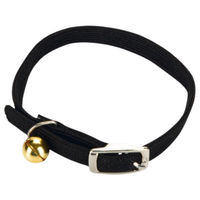 Produktbild von Beeztees Katzenhalsband aus Nylon in Schwarz mit Glocke und verstellbarer Breite - 1 Stk.