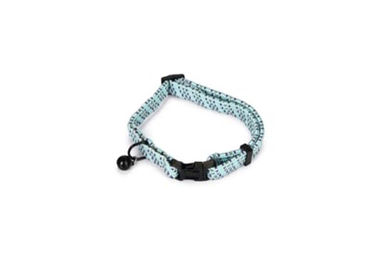 Produktbild von Beeztees Katzenhalsband aus Nylon mit reflektierendem Diagonalmuster in Blau verstellbar