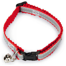 Beeztees Katzenhalsband aus Nylon reflektierend grau/rot verstellbar 24-29cm – Bild 1 von 2