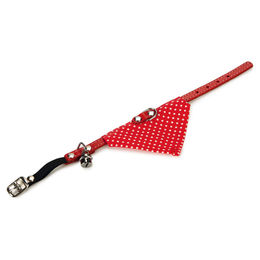 Beeztees Katzenhalsband mit Glocke und Tuch rot aus Baumwolle verstellbar 24-29cm – Bild 1 von 3