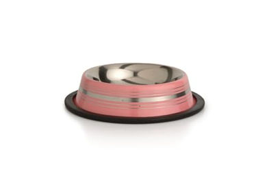 Produktbild von Beeztees Katzennapf Stripes aus Edelstahl rosa rutschfest 15,5 cm - 180 ml