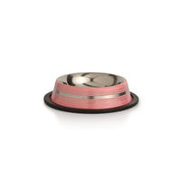 Produktbild von Beeztees Katzennapf Stripes aus Edelstahl rosa rutschfest 15,5 cm - 180 ml
