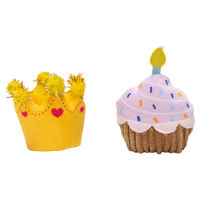 Produktbild von Beeztees Katzenspielzeug 2er Set Krone und Cupcake aus Plüsch mit Catnip in Bunt