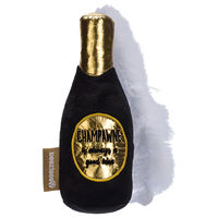 Produktbild von Beeztees Katzenspielzeug Champagnerflasche aus Plüsch in Schwarz Weiß Gold