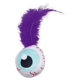 Beeztees Katzenspielzeug Halloween Auge mit Feder und Katzenminze aus Plüsch lila 20cm – Bild 1 von 5