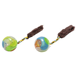 Beeztees Katzenspielzeug Leuchtball mit Feder aus Kunststoff in Bunt – Bild 1 von 2