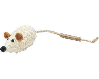 Beeztees Katzenspielzeug Maus Bowie aus Plüsch mit Catnip und Matatabi in Weiß, Beige oder Braun – Bild 1 von 2