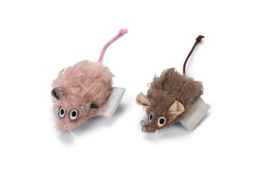 Produktbild von Beeztees Katzenspielzeug Maus Boyo aus Polyester mit Catnip 14cm 2er Set Rosa Grau Bunt