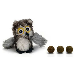 Beeztees Katzenspielzeug Owl aus Plüsch mit Katzenminze-Bällen, 9,5 cm, bunt und grau - 9,5 cm – Bild 1 von 4