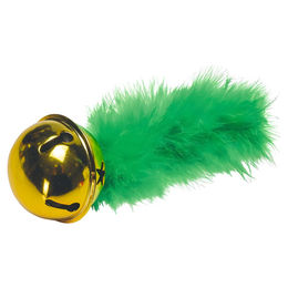 Beeztees Katzenspielzeug Weihnachtsglocke mit Feder in Grün aus Metall – Bild 1 von 4