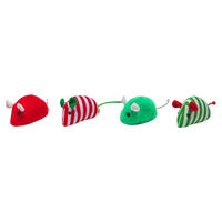 Produktbild von Beeztees Katzenspielzeug Weihnachtsmäuse aus Plüsch in Rot Grün Bunt 4 Stück
