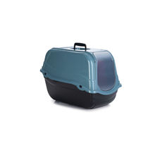 Produktbild von Beeztees Katzentoilette Romeo Eco Haubentoilette aus Kunststoff Blau Schwarz 57 x 39 x 41 cm