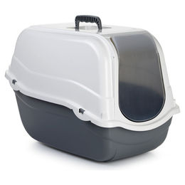 Beeztees Katzentoilette Romeo offene Schalentoilette aus Kunststoff grau/weiß – Bild 1 von 4