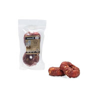 Produktbild von Beeztees Kausnack Rinderhautring mit Ente für Hunde ohne Zucker und Farbstoffe 2 Stück 7,5 cm Durchmesser