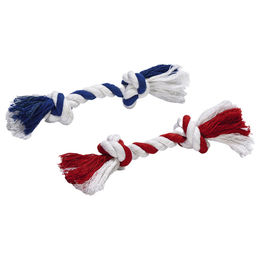 Produktbild von Beeztees Kauspielzeug Spieltau aus Baumwolle mit 2 Knoten bunt 18 x 2,5 x 2,5 cm - 50 g