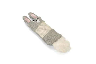 Beeztees Kitten Spielzeug Hase aus Stoff mit Knisterfolie und Katzenminze füllbar, Beige/Grau – Bild 1 von 6