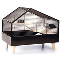 Produktbild von Beeztees Kleintierkäfig Ayaz Metall Schwarz für Hamster und Nager 58x38x46 cm