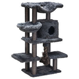 Beeztees Kratzbaum Duco Grau für Katzen mit Sisalstämmen und Spielseil 60x45x126cm – Bild 1 von 8