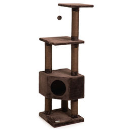 Beeztees Kratzbaum Figado für Katzen Braun Plüsch 40x40x135 cm – Bild 1 von 11