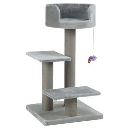 Beeztees Kratzbaum Figo grau mit Plüschvogel 50x50x92 cm für Katzen – Bild 1 von 12