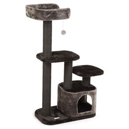 Beeztees Kratzbaum Poronti für Katzen schwarz-grau aus Plüsch 60x40x115cm – Bild 1 von 6