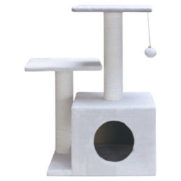 Beeztees Kratzbaum Serpa Fien Weiß für Katzen 70 cm mit Höhle und Spielzeug – Bild 1 von 6