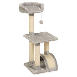 Beeztees Kratzbaum Tanica grau aus Sisal und Plüsch 35x35x82cm für Katzen – Bild 1 von 3