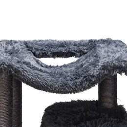 Beeztees Kratzbaum Zubehör Set mit oberem Board und Hängematte aus Plüsch in Grau 60x45x2cm – Bild 1 von 3