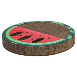 Beeztees Kratzbrett Melone aus Pappe für Katzen mit Spielball und Catnip 45x45cm – Bild 1 von 6