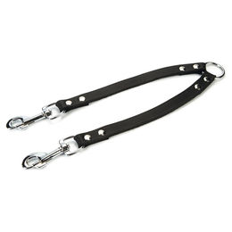 Produktbild von Beeztees Leder Doppelleine Schwarz 30 cm 18 mm